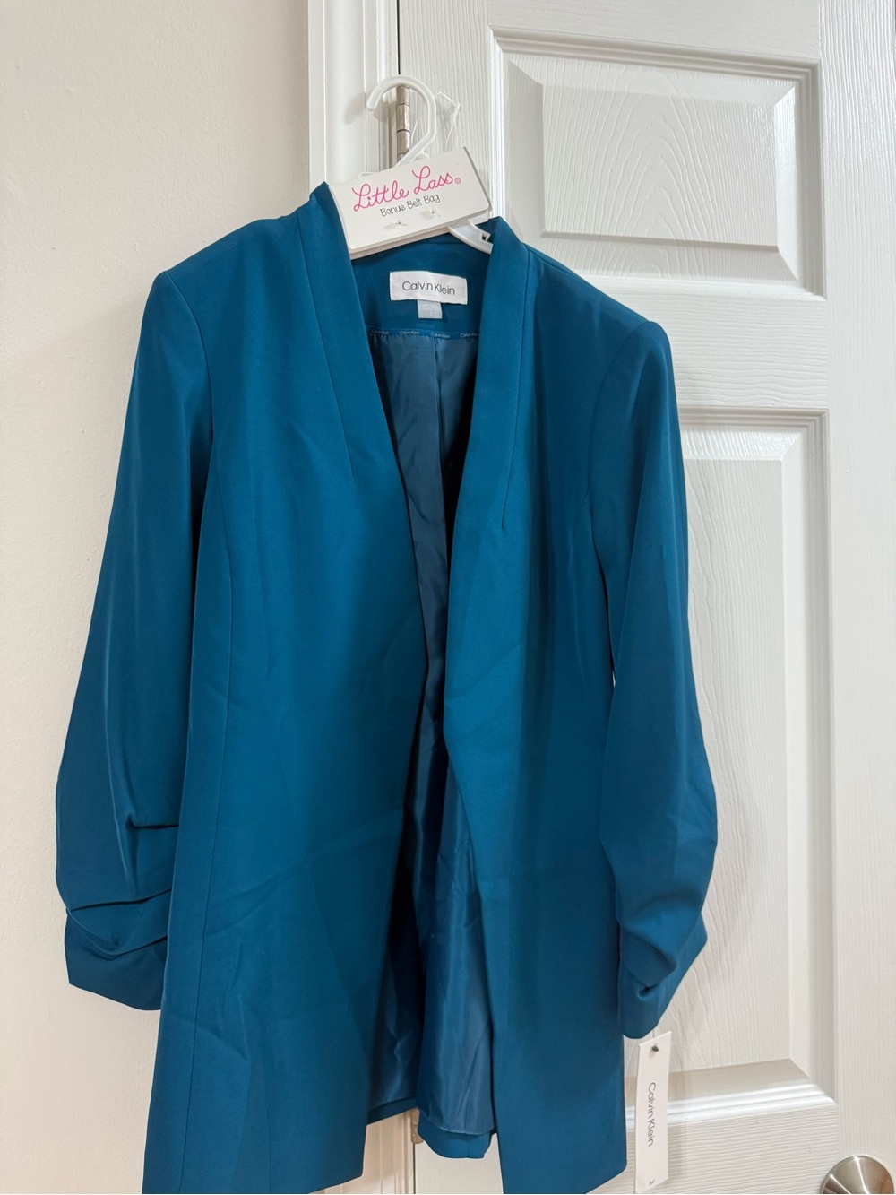 Calvin Klein Teal Open-Front Blazer